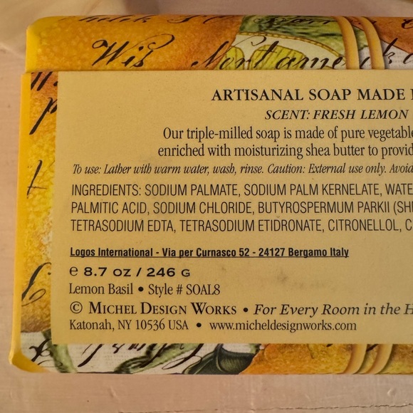 BEAUTIFULLY PACKAGED Full-Sized LEMON BASIL SOAP BY MICHELE DESIGN WORKS - Picture 7 of 8